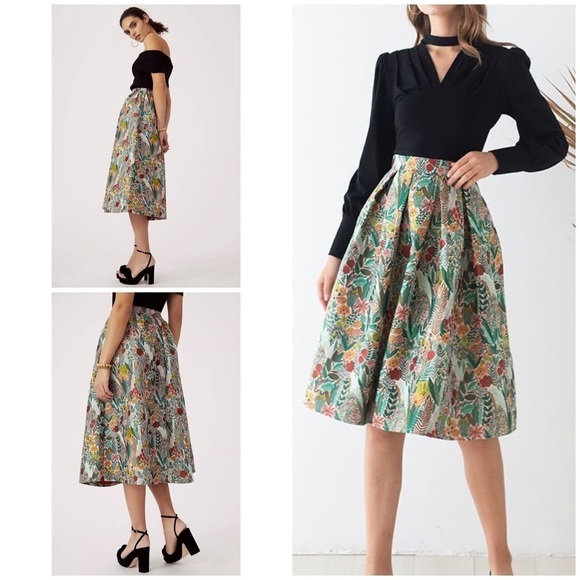 Anthropologie Dresses & Skirts - NWT Anthropologie Sunday in Brooklyn Floral Jacquard A-Line Midi Skirt S Petite 